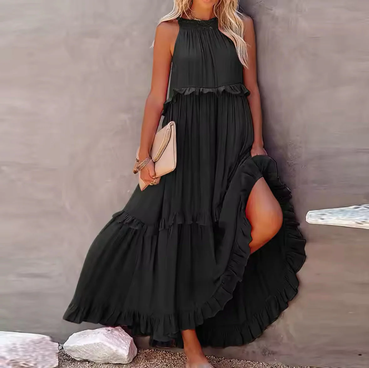 Ivona- Ärmelloses Sommerkleid wit Bauchabdeckung - Image 10