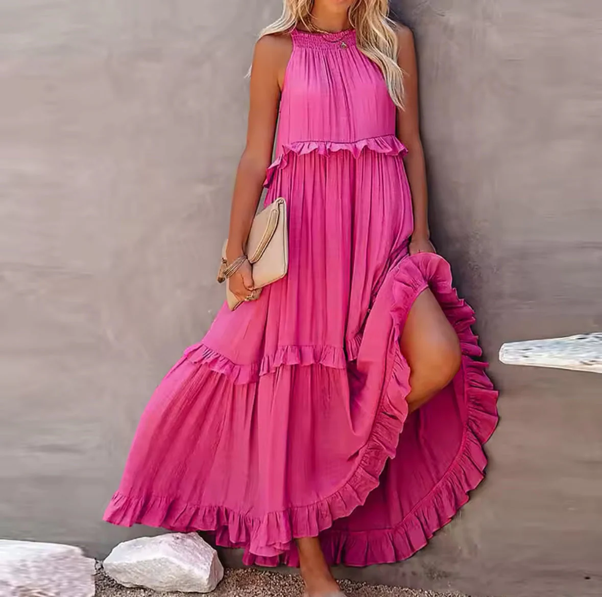 Ivona- Ärmelloses Sommerkleid wit Bauchabdeckung - Image 12