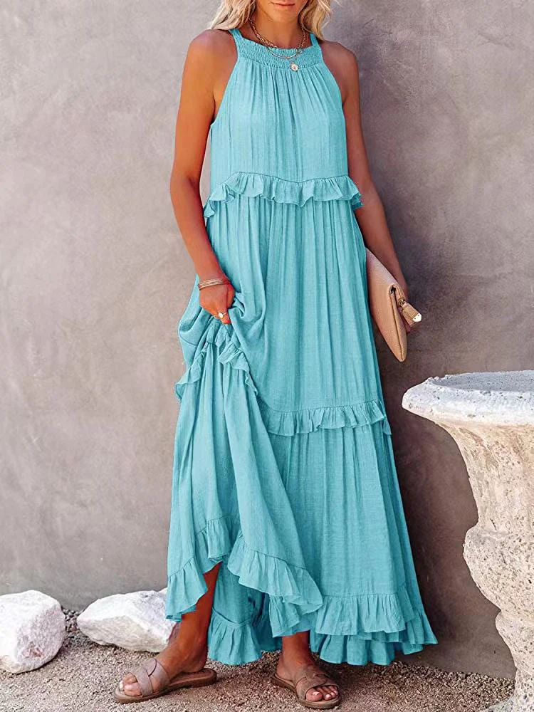 Ivona- Ärmelloses Sommerkleid wit Bauchabdeckung - Image 3