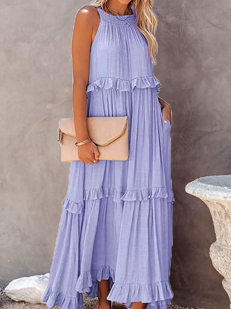 Ivona- Ärmelloses Sommerkleid wit Bauchabdeckung - Image 4