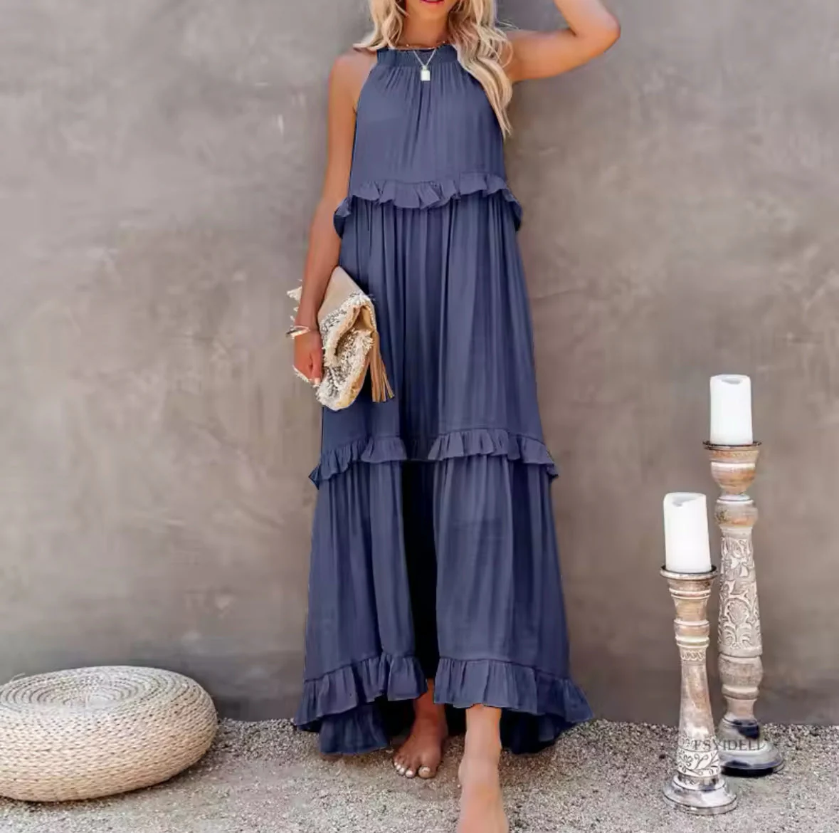 Ivona- Ärmelloses Sommerkleid wit Bauchabdeckung - Image 8
