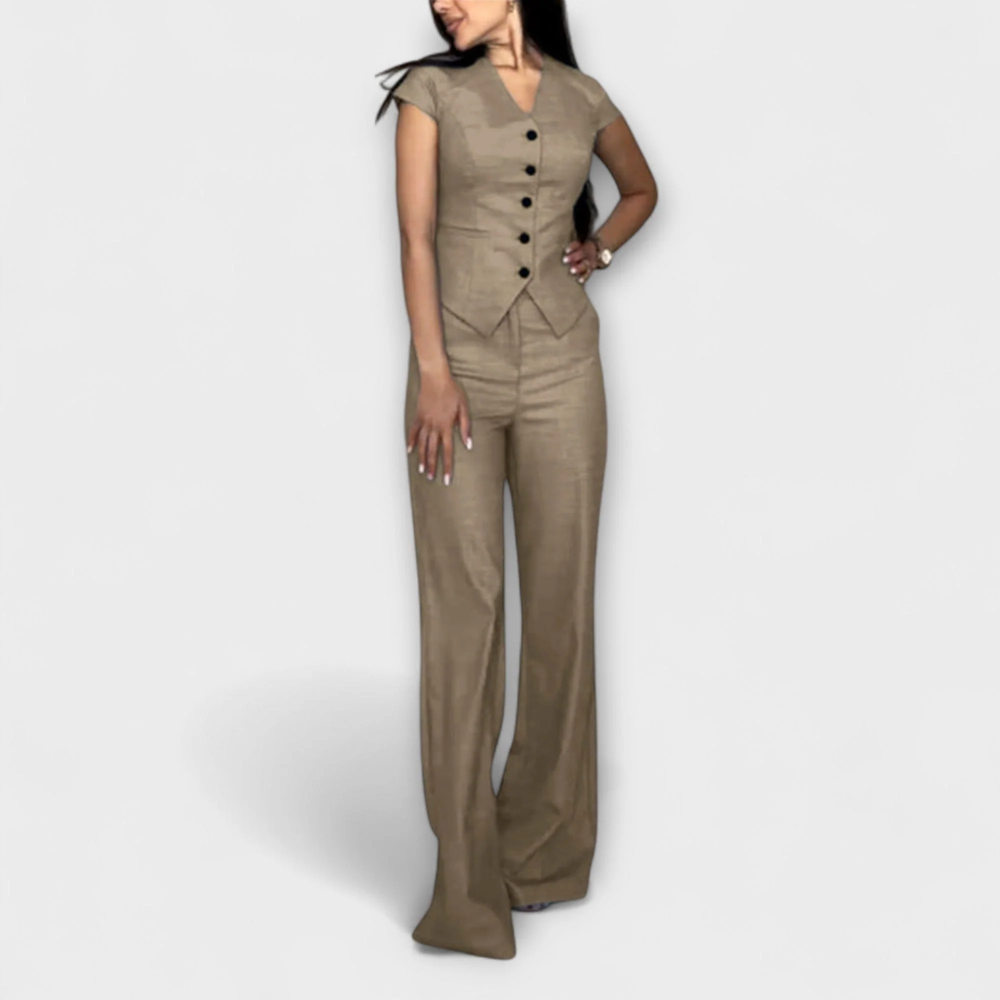 Ivy - Elegantes V-Ausschnitt Top mit passender Hose - Image 2