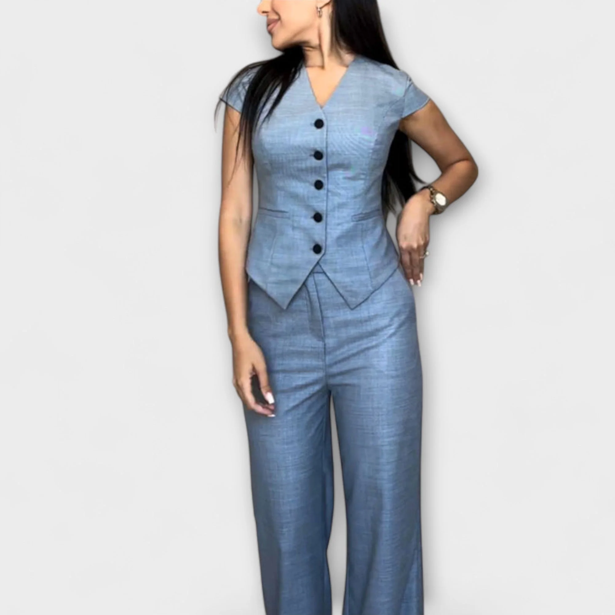 Ivy - Elegantes V-Ausschnitt Top mit passender Hose - Image 3