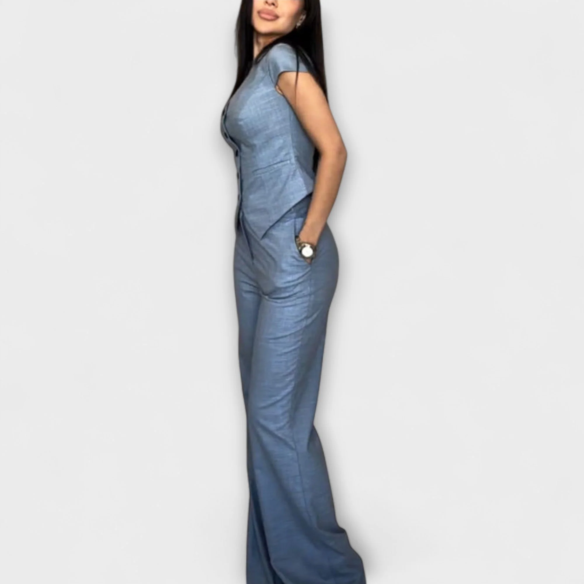 Ivy - Elegantes V-Ausschnitt Top mit passender Hose - Image 7