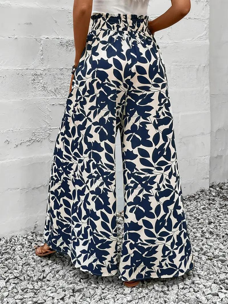 Ivy – Marineblaue Hose mit weitem Bein und Blattmuster - Image 3