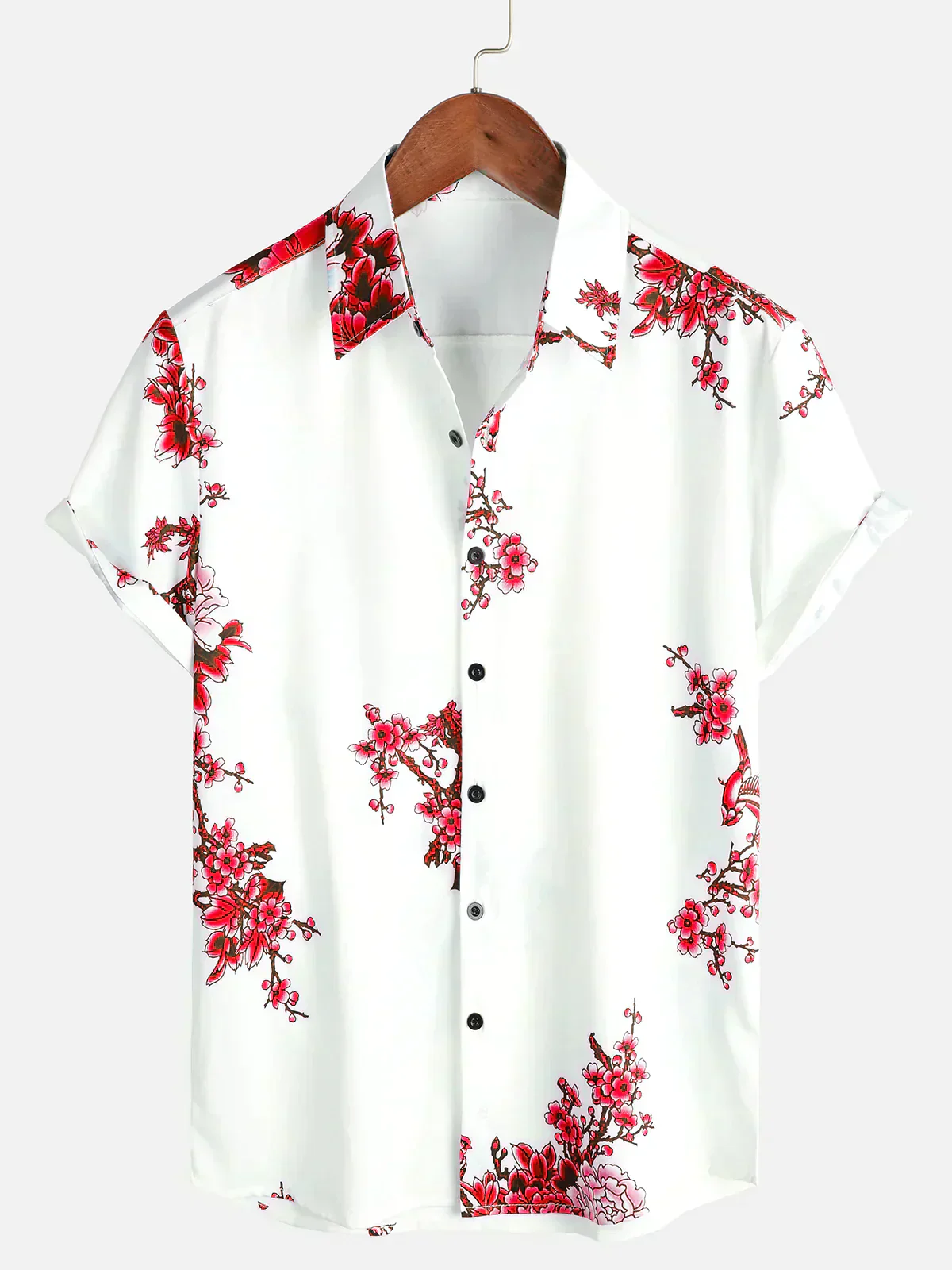 Jackson | Kurze Ärmel Weiß Floral bedrucktes Sommerhemd - Image 12