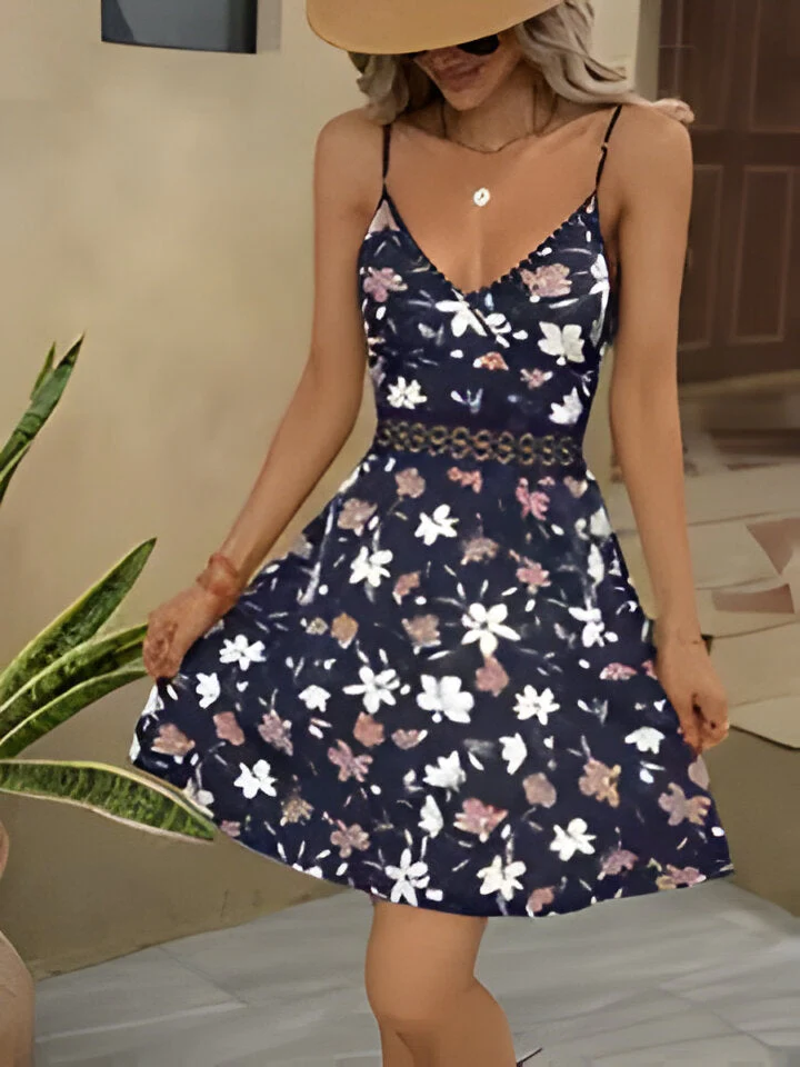 Jacqueline | Elegantes Urlaubsstil Damen Spitze Patchwork Spaghettiträger Kleid - Image 6