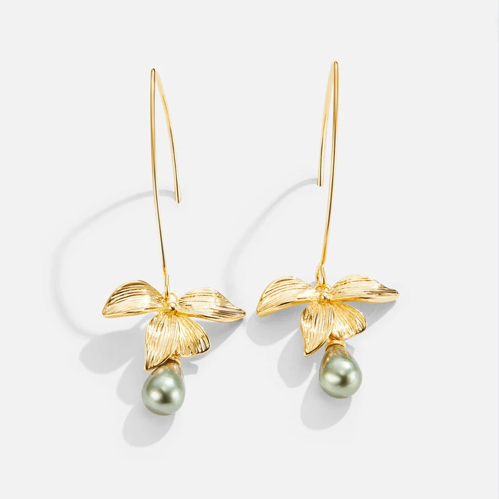 Jade Perle & Blüten Tropfen Ohrringe - Image 6