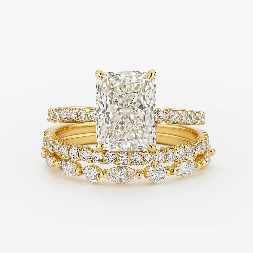 Jaily 3-teiliges Set von Hochzeitsringen | Gold