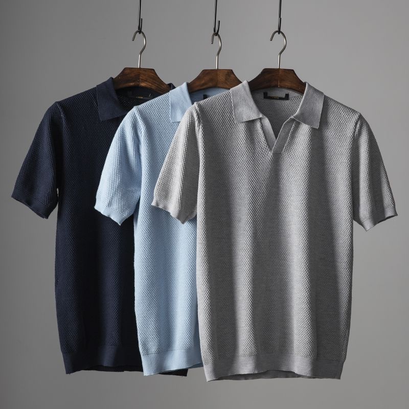 James – Herren Struktur Strickpolo Mit Kurzarm - Image 7