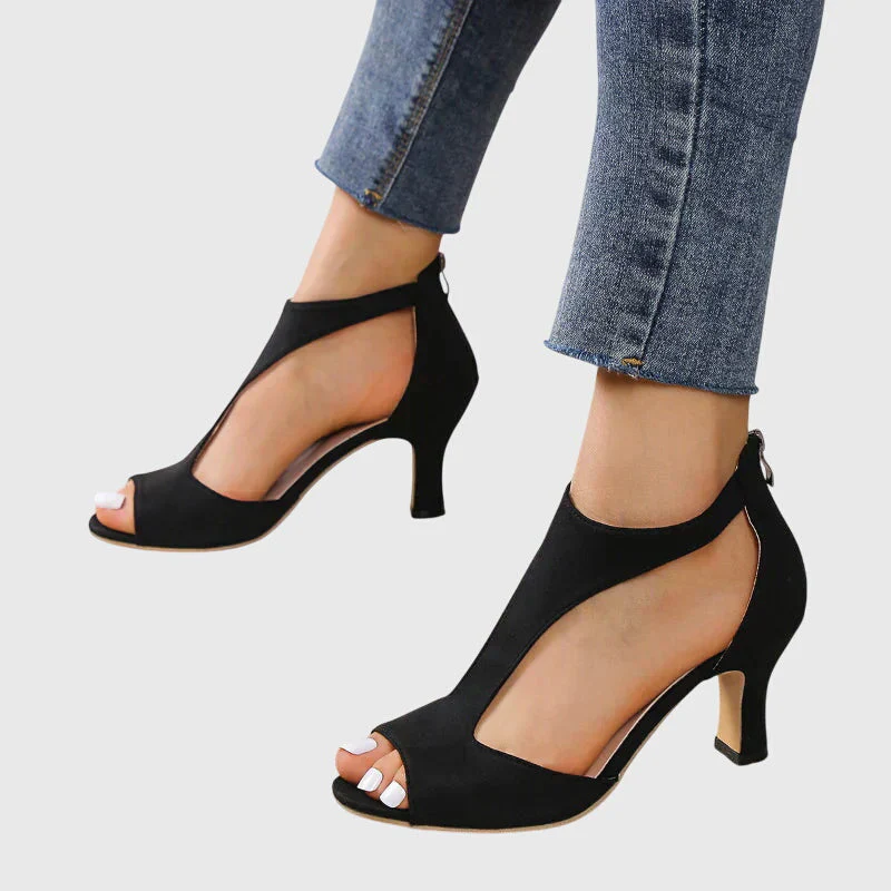 Jana | Damen Cut-Out Peep-Toe Absatz Sandalen - Image 4