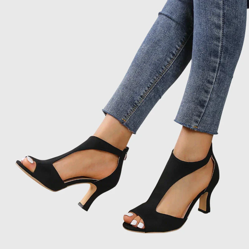 Jana | Damen Cut-Out Peep-Toe Absatz Sandalen - Image 6
