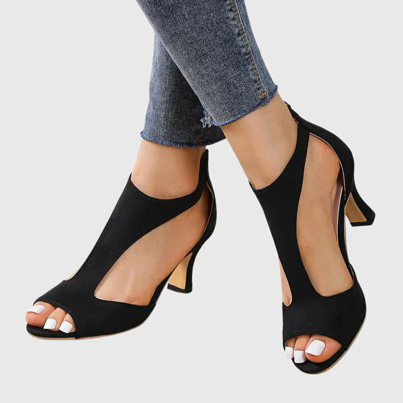 Jana | Damen Cut-Out Peep-Toe Absatz Sandalen - Image 8