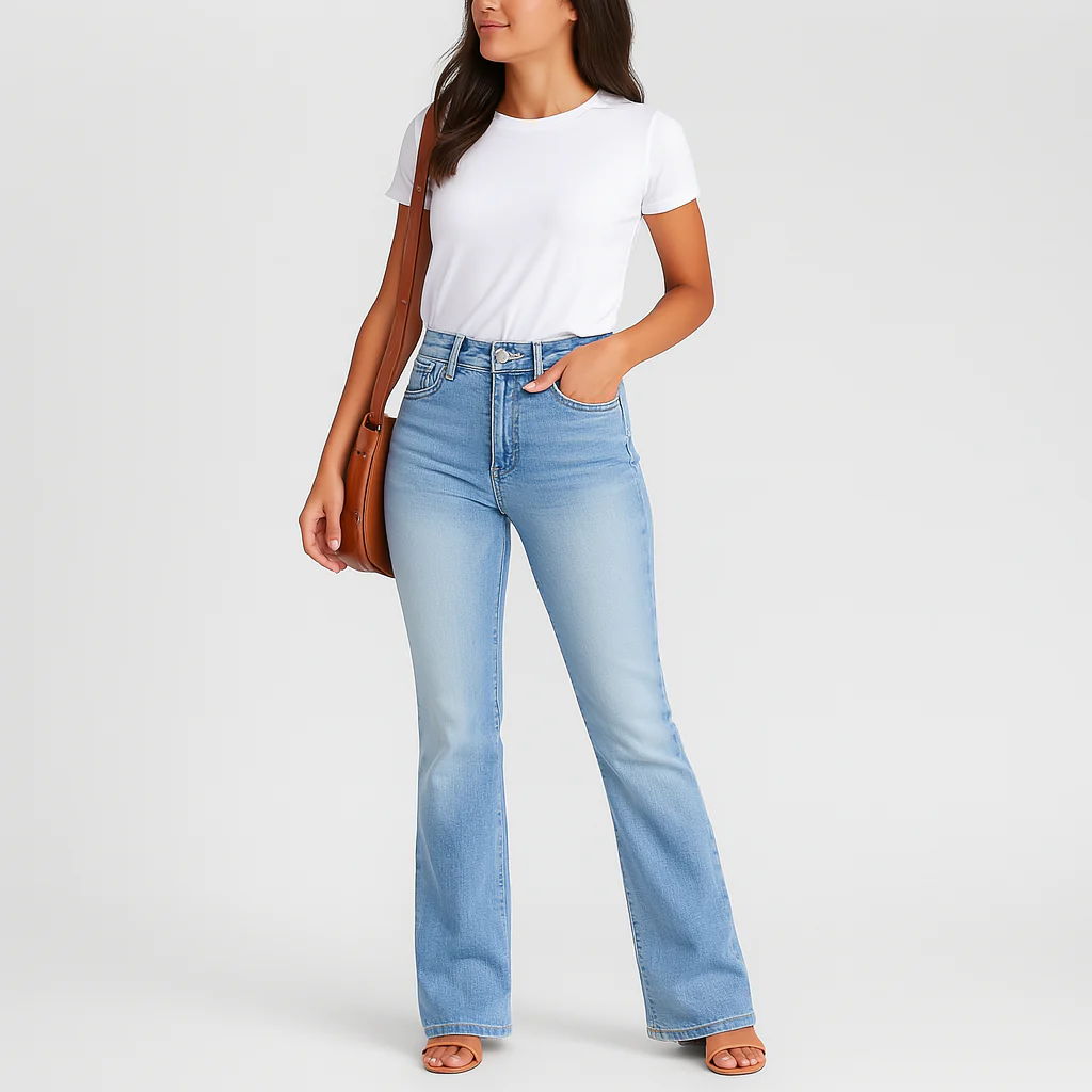 Jane – Damen Stretch-Jeans mit weitem Schlag – Bequeme Passform aus Denim - Image 2