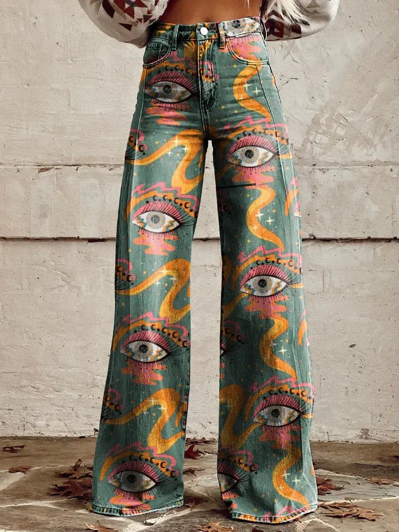 Janie – Weite Hose mit künstlerischem Print - Image 3