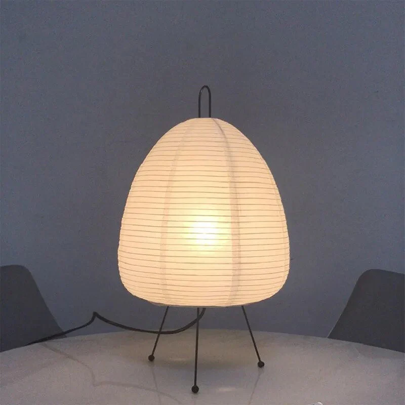 Japanische LED Tischlampe aus Reispapier – Dreibeinige Tischleuchte für Wohnzimmer und Schlafzimmer, 60 cm hoch, Weiß - Image 7