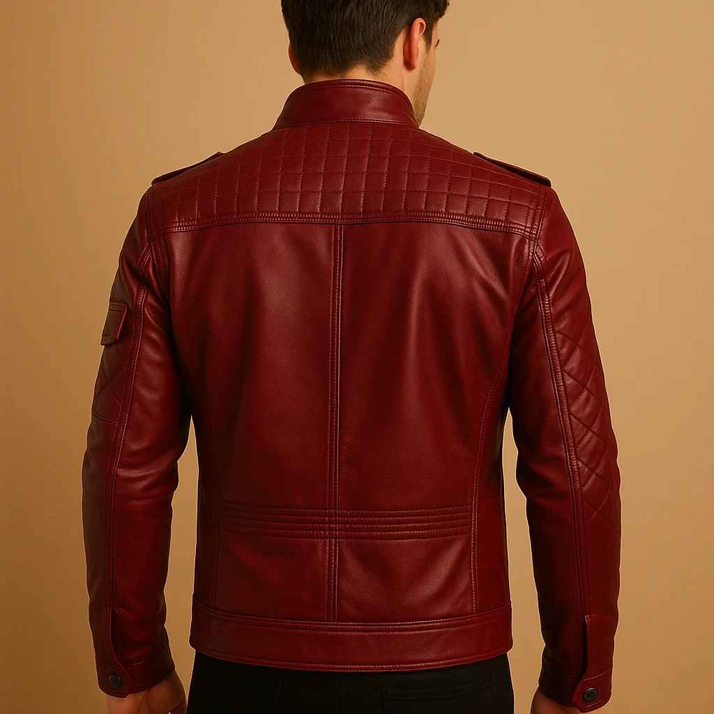 Jasper | Wattierte Lederjacke mit Stehkragen für Herren - Image 4