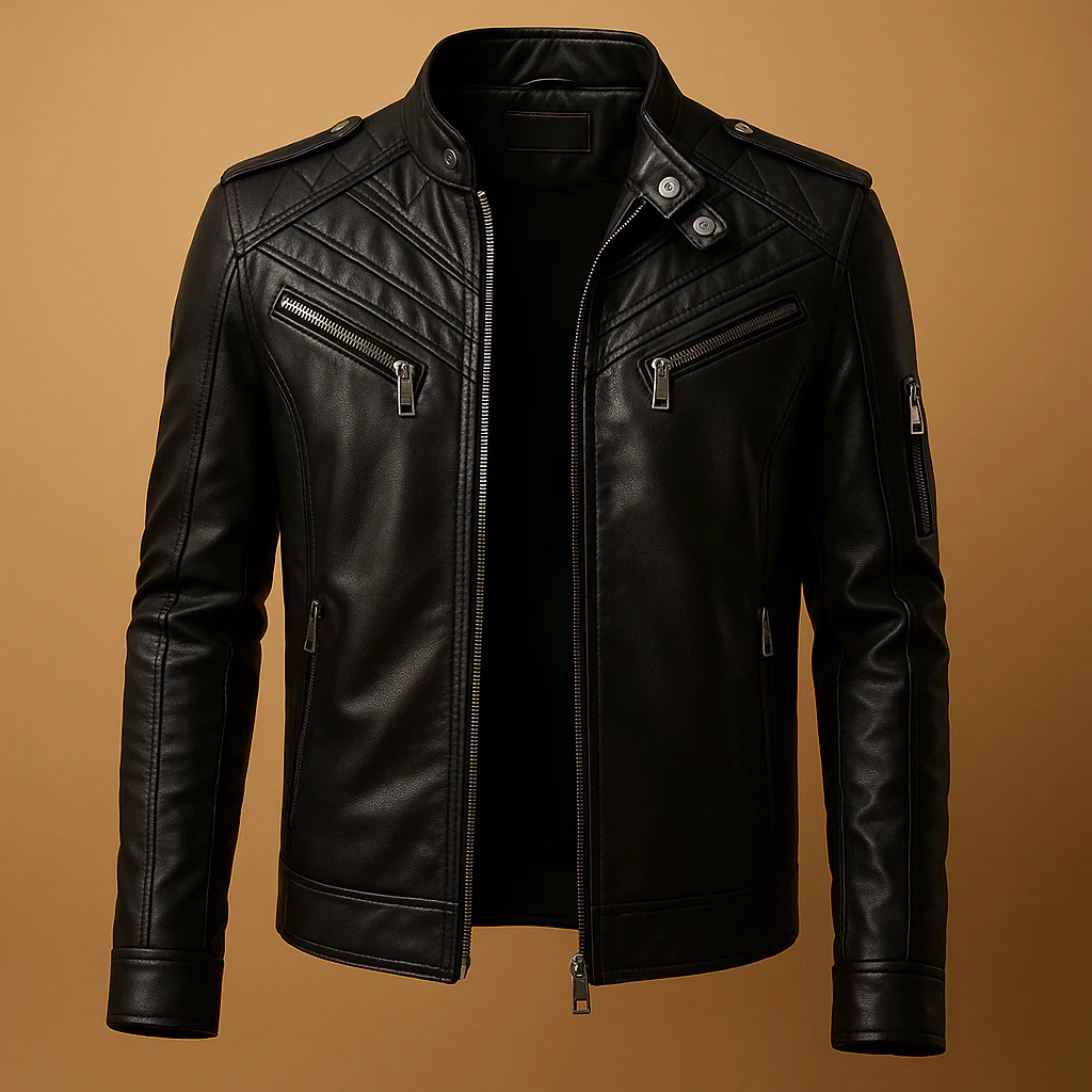 Jasper | Wattierte Lederjacke mit Stehkragen für Herren - Image 5