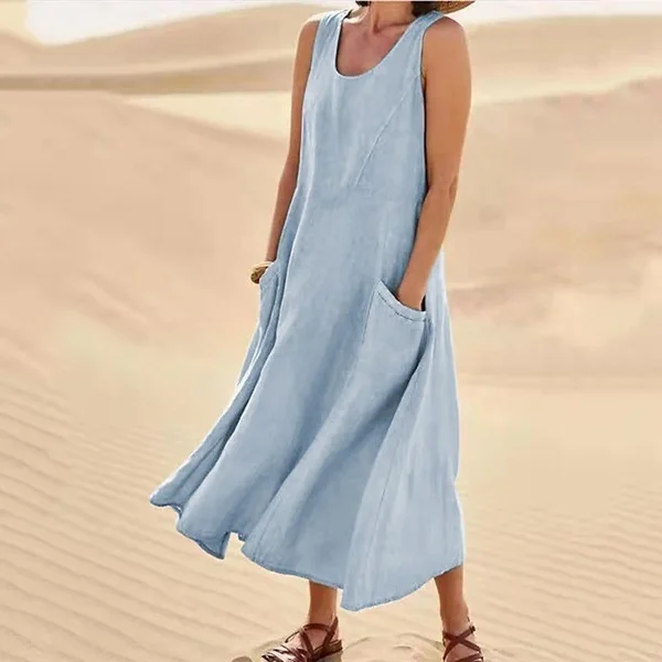 Jazmine – Luftiges, ärmelloses Maxikleid aus Leinenmischung - Image 2