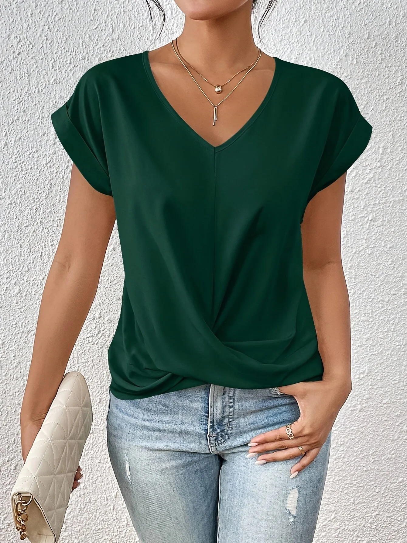 Jenna - V-Ausschnitt-Top mit Knoten-Detail - elegant und zeitlos - Image 6