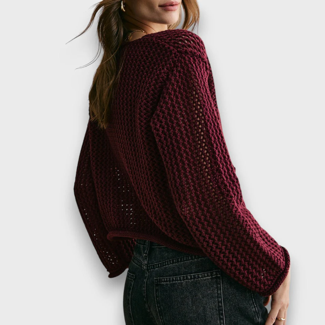 Jessa – Strick-Cardigan in Burgunderrot - Image 4