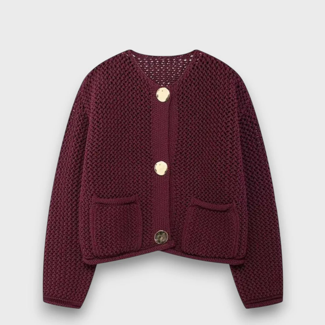 Jessa – Strick-Cardigan in Burgunderrot - Image 5