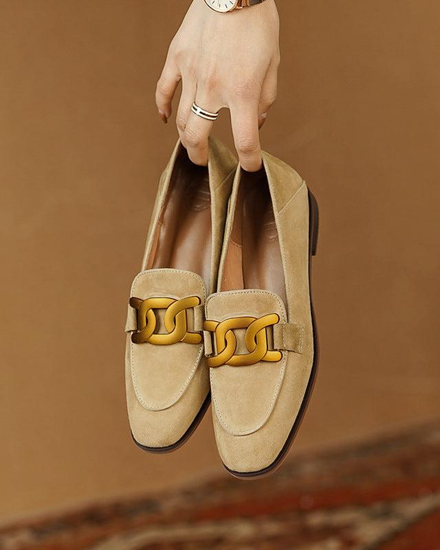 Jessica | Loafer aus Wildleder mit goldener Gliederschnalle - Image 2