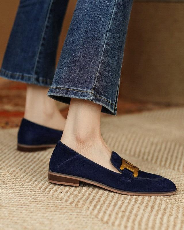 Jessica | Loafer aus Wildleder mit goldener Gliederschnalle - Image 4