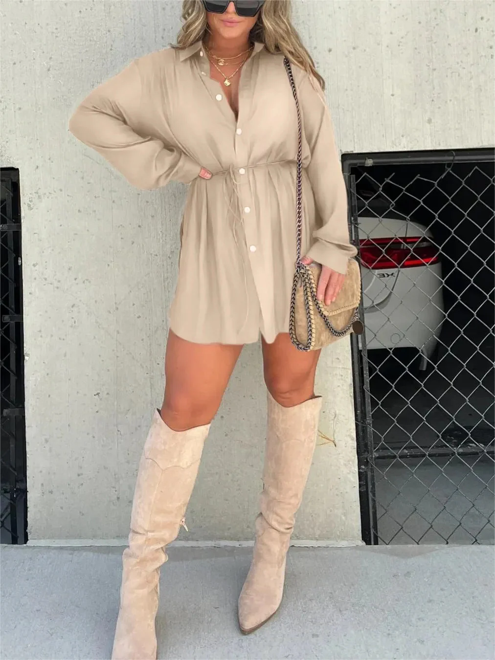 Jessica | Trendy Satin Design Frau Romper Kleid - Image 10
