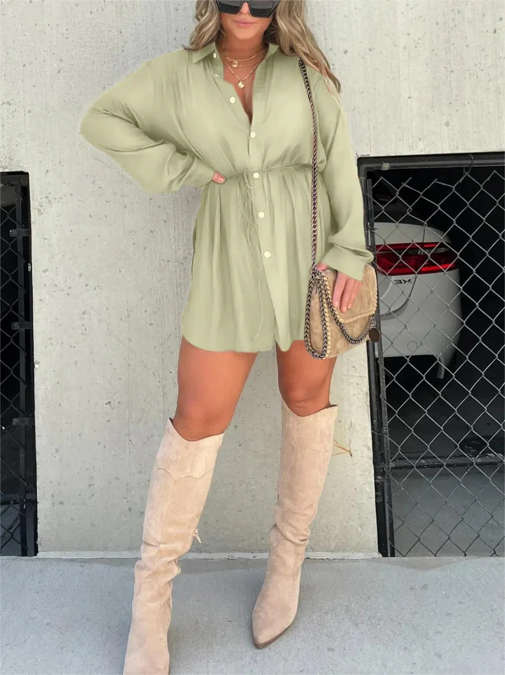 Jessica | Trendy Satin Design Frau Romper Kleid - Image 15