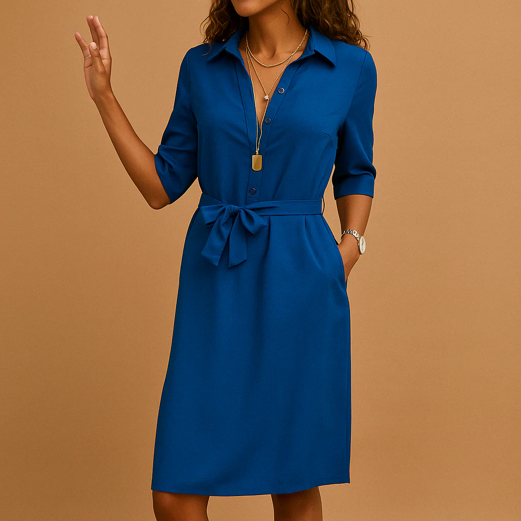 Johanna Damen Frühjahrs Hemdblusenkleid mit Gürtel - Image 2