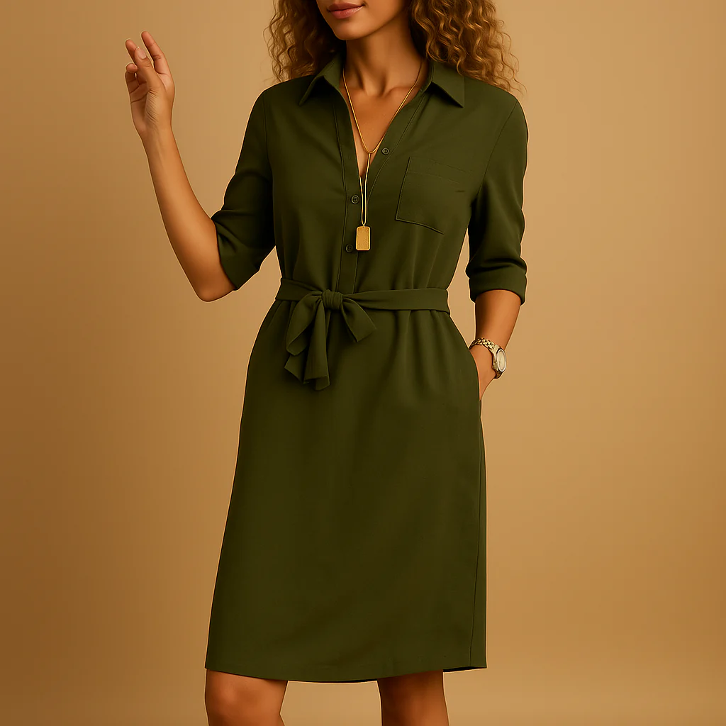 Johanna Damen Frühjahrs Hemdblusenkleid mit Gürtel - Image 3