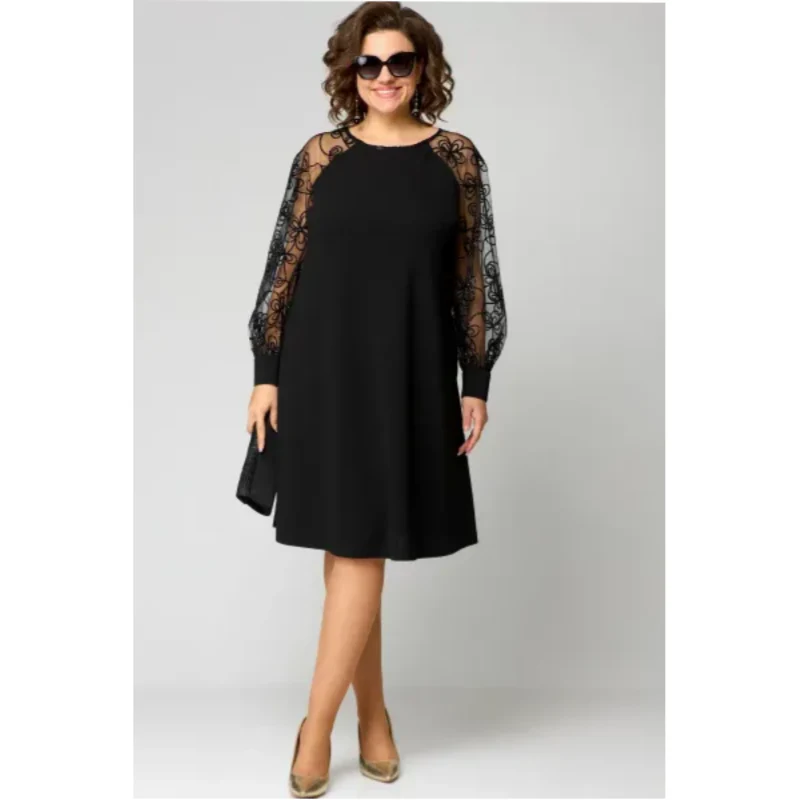 Johanna | Spitzen-Patchwork-Kleid mit Rundhals & langen Ärmeln - Image 3