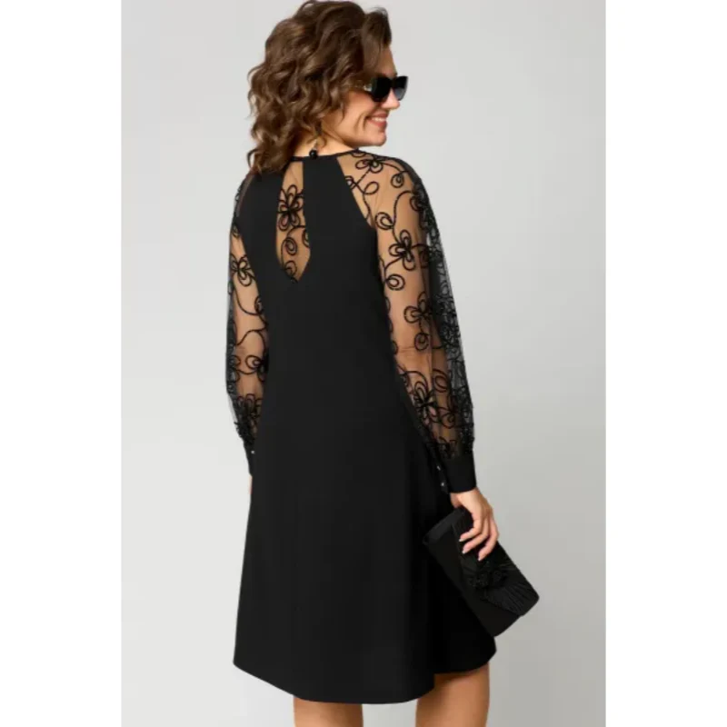 Johanna | Spitzen-Patchwork-Kleid mit Rundhals & langen Ärmeln - Image 4