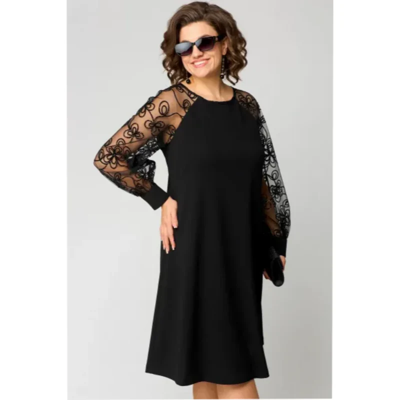 Johanna | Spitzen-Patchwork-Kleid mit Rundhals & langen Ärmeln - Image 6