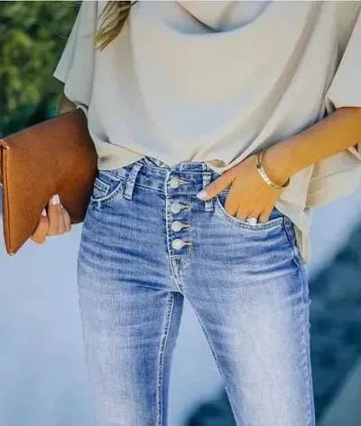 Jonah – High-Waist-Jeans mit Knopfleiste und Schlag - Image 3