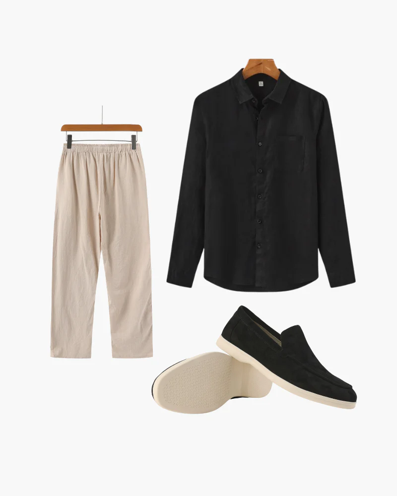 Jordan | Schwarzem Leinenhemd Sommer 3-teiliges Outfit-Set - Image 10