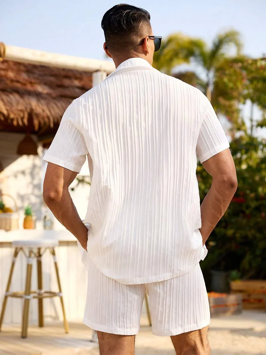 Jörg – Herren Sommer Set Einfarbig Kurzarmhemd Und Shorts - Image 4