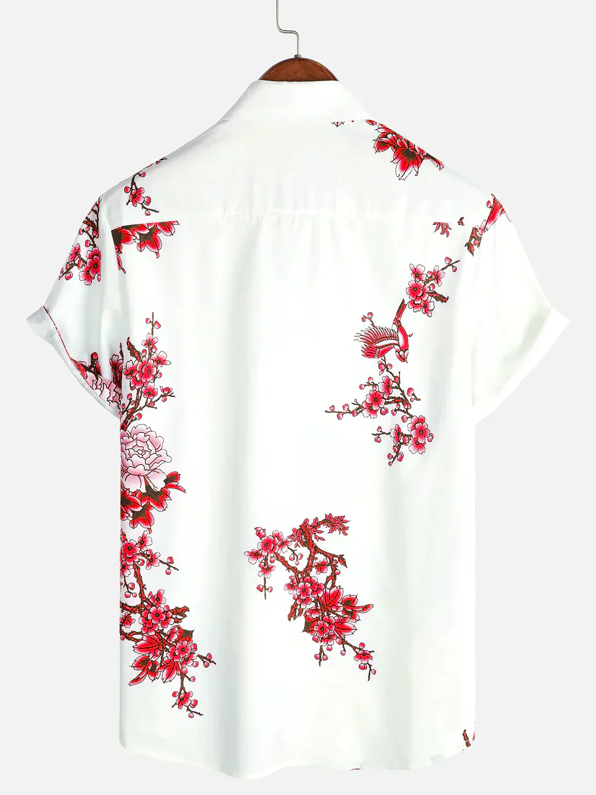 Jörg - Kurze Ärmel Weiß Floral bedrucktes Sommerhemd - Image 3
