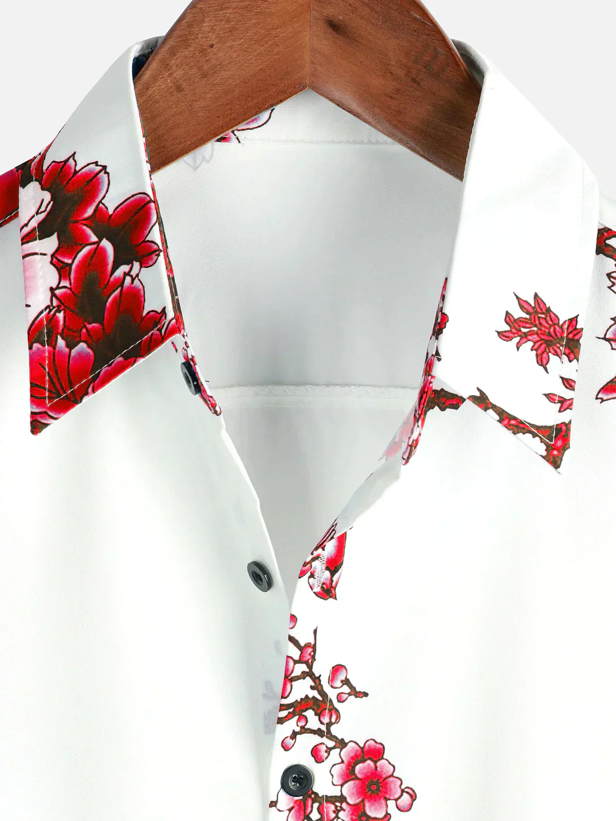 Jörg - Kurze Ärmel Weiß Floral bedrucktes Sommerhemd - Image 4