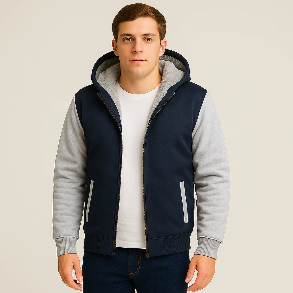 Jorn | Herren Winter Fleecejacke mit Kapuze und Farbkontrast - Image 3