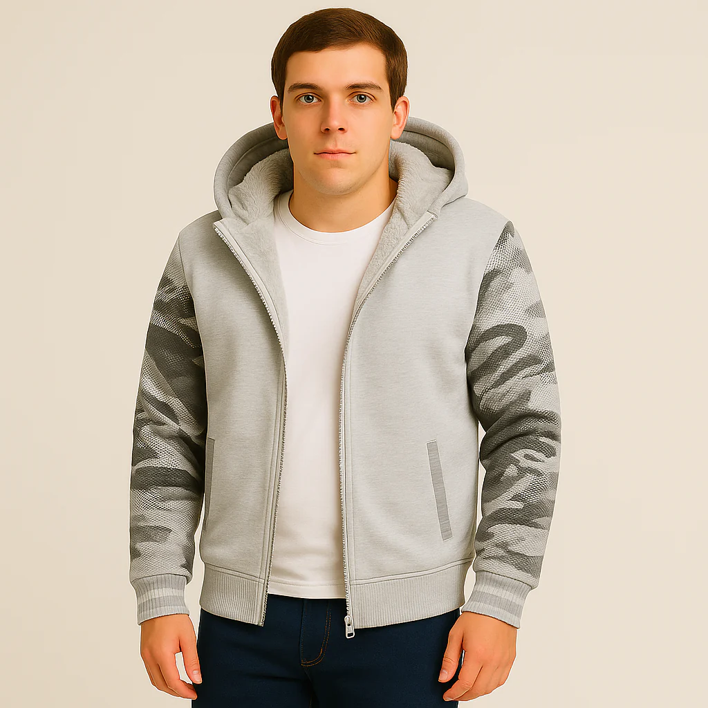 Jorn | Herren Winter Fleecejacke mit Kapuze und Farbkontrast - Image 4