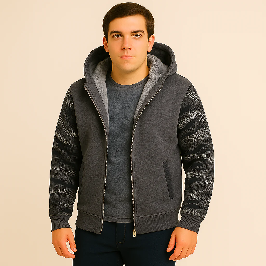 Jorn | Herren Winter Fleecejacke mit Kapuze und Farbkontrast - Image 5