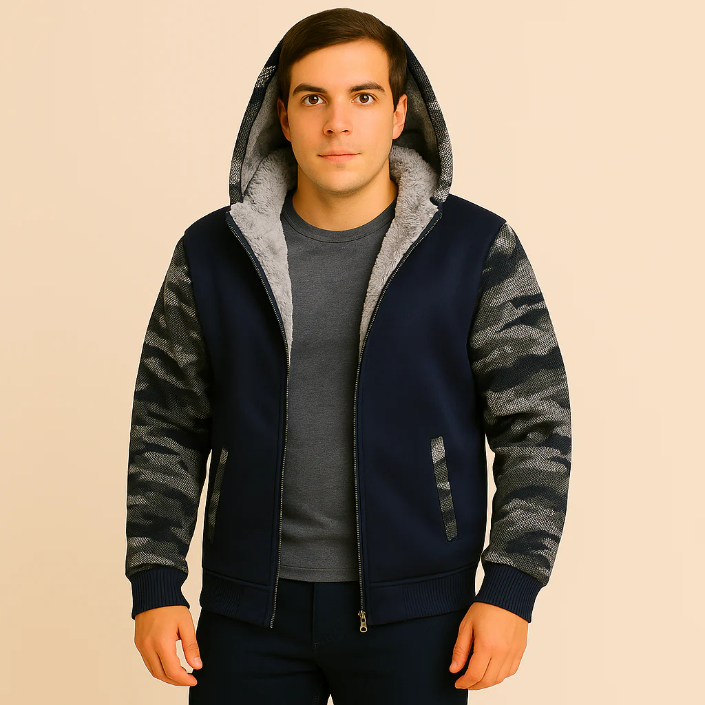 Jorn | Herren Winter Fleecejacke mit Kapuze und Farbkontrast - Image 6