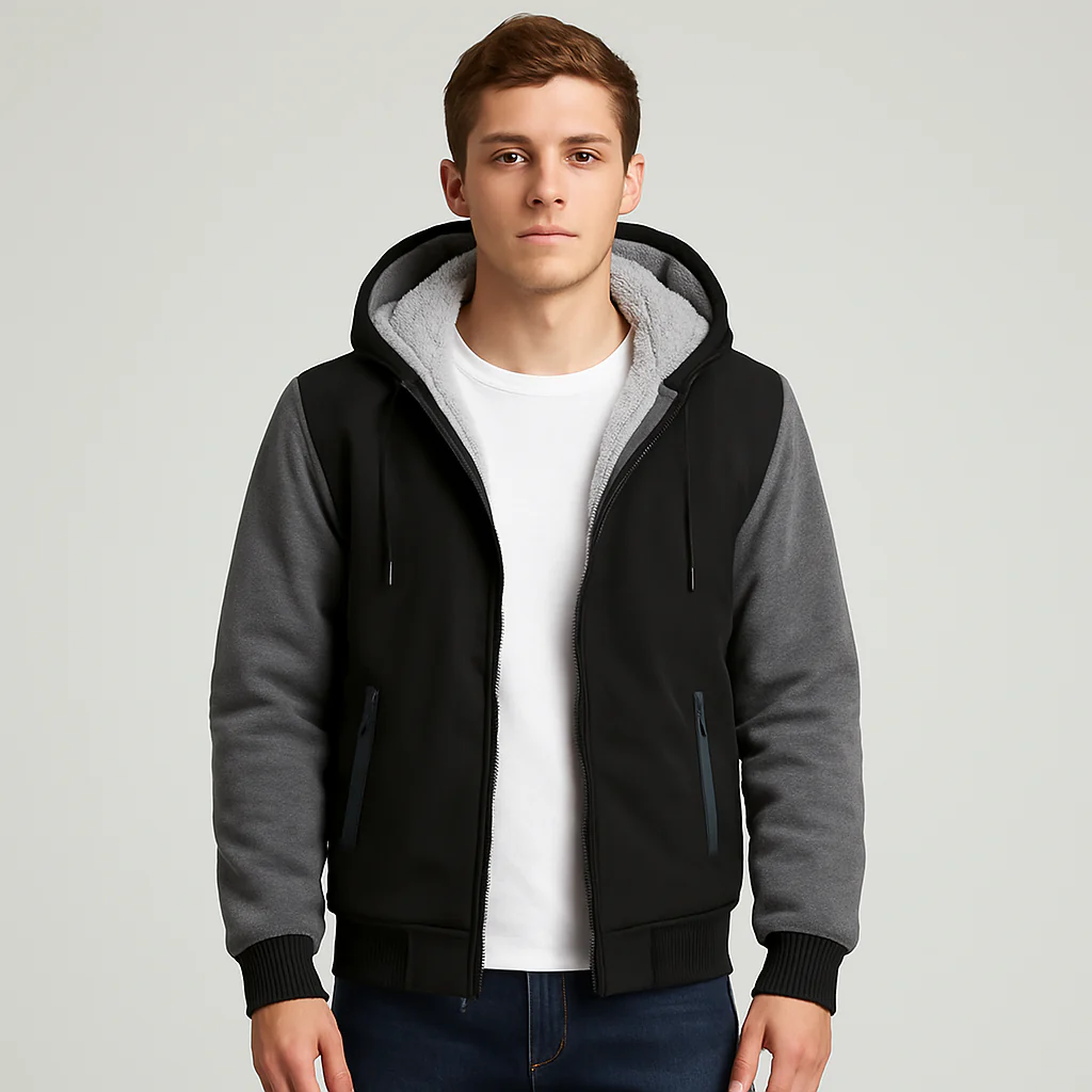 Jorn | Herren Winter Fleecejacke mit Kapuze und Farbkontrast - Image 7