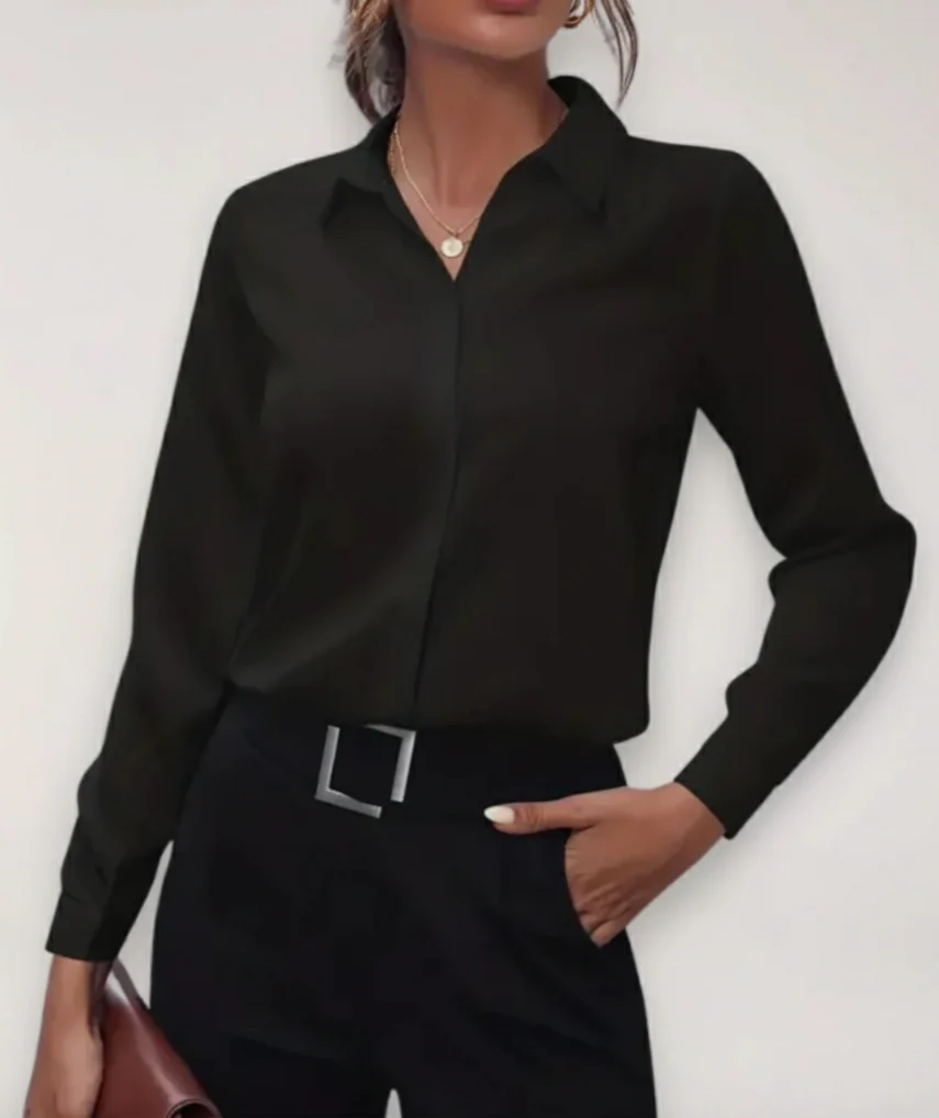 Julia Damen Frühjahrs Bürobluse mit Knopfleiste - Image 2