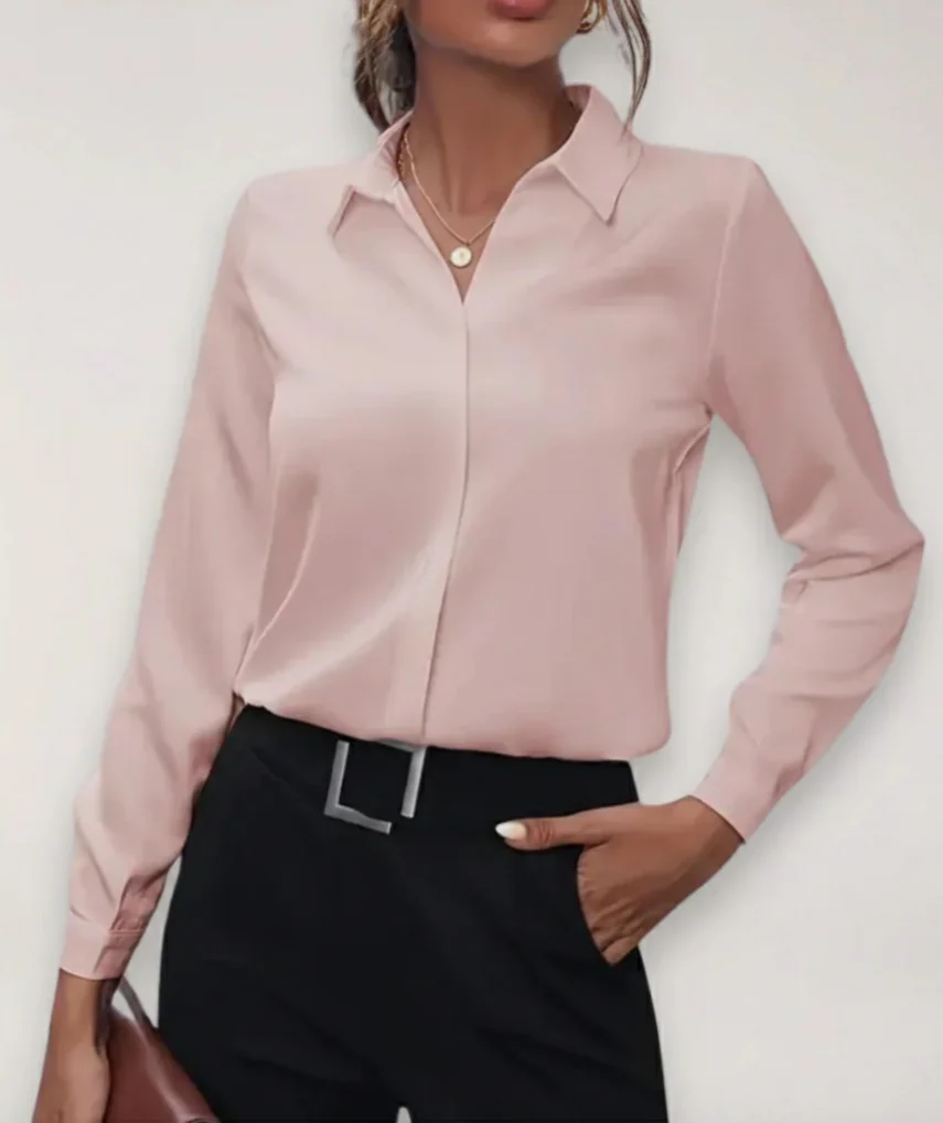 Julia Damen Frühjahrs Bürobluse mit Knopfleiste - Image 3
