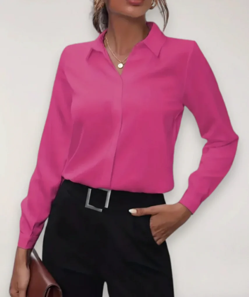 Julia Damen Frühjahrs Bürobluse mit Knopfleiste - Image 4