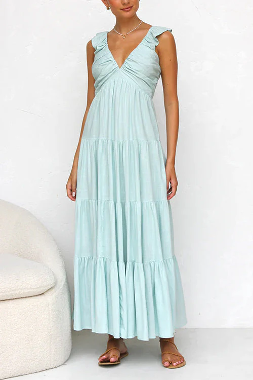 Juliet™ | V-Ausschnitt Rüschen Maxikleid - Image 4
