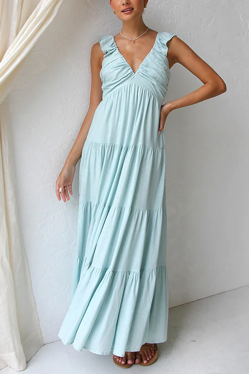 Juliet™ | V-Ausschnitt Rüschen Maxikleid - Image 8